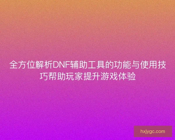 全方位解析DNF辅助工具的功能与使用技巧帮助玩家提升游戏体验