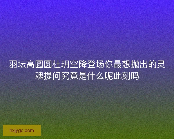 羽坛高圆圆杜玥空降登场你最想抛出的灵魂提问究竟是什么呢此刻吗 羽坛高圆圆杜玥空降登场你最想抛出的灵魂提问究竟是什么呢此刻吗